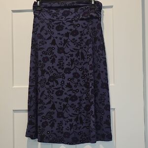 Gilli Purple Floral A-Line Skirt with Black Print